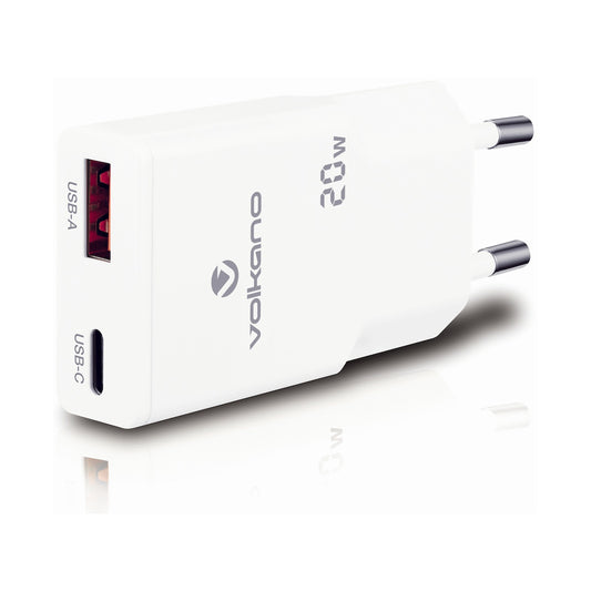Volkano Mighty Series 20w Dual USB-A & USB-C GaN Wall Charger