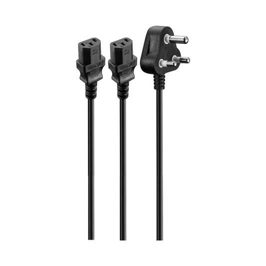Volkano Presto Series Double 3 Pin IEC Power Cable 1.8m 10a - Black