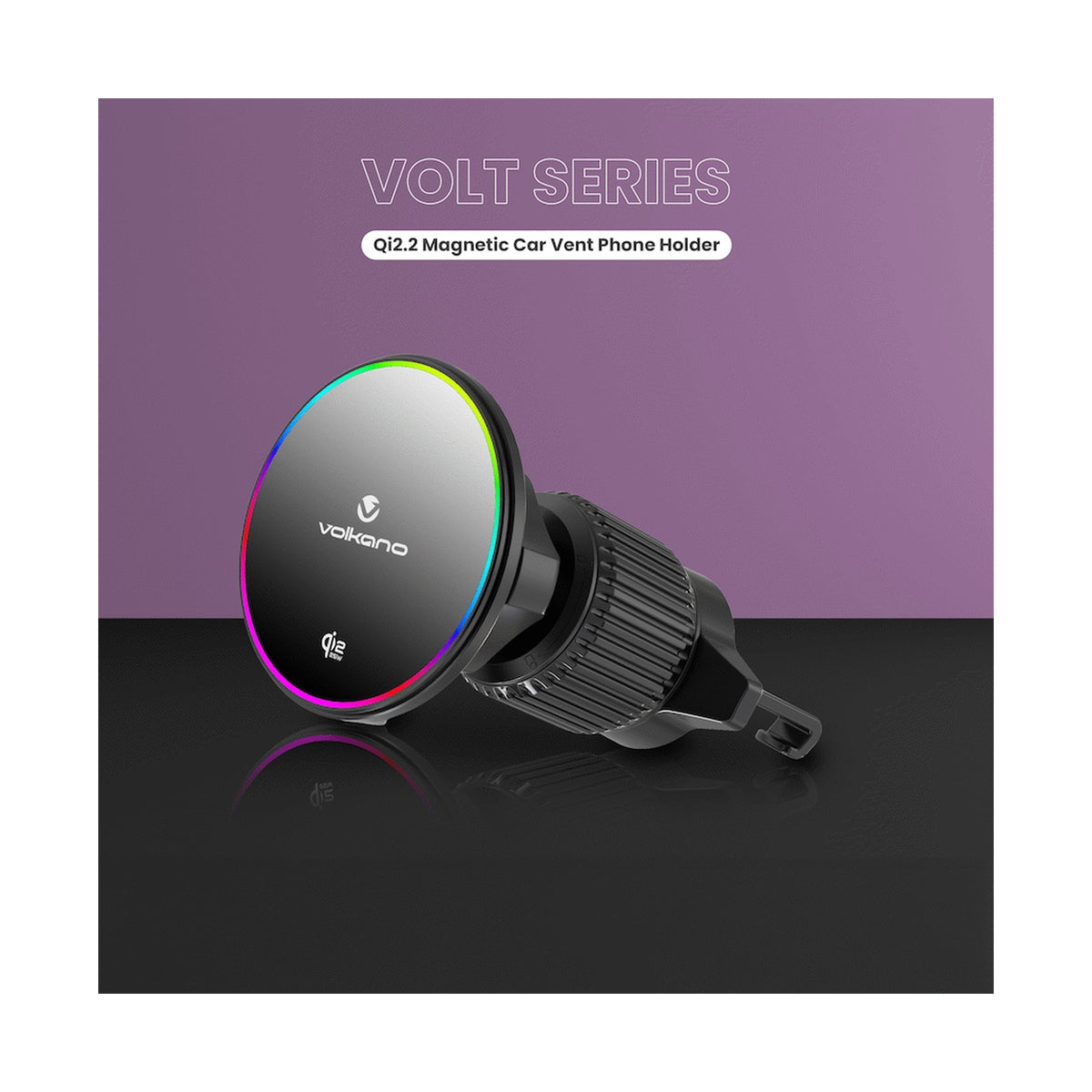 Volkano Volt Series Qi2.2 Magnetic Car Vent Phone Holder - Black