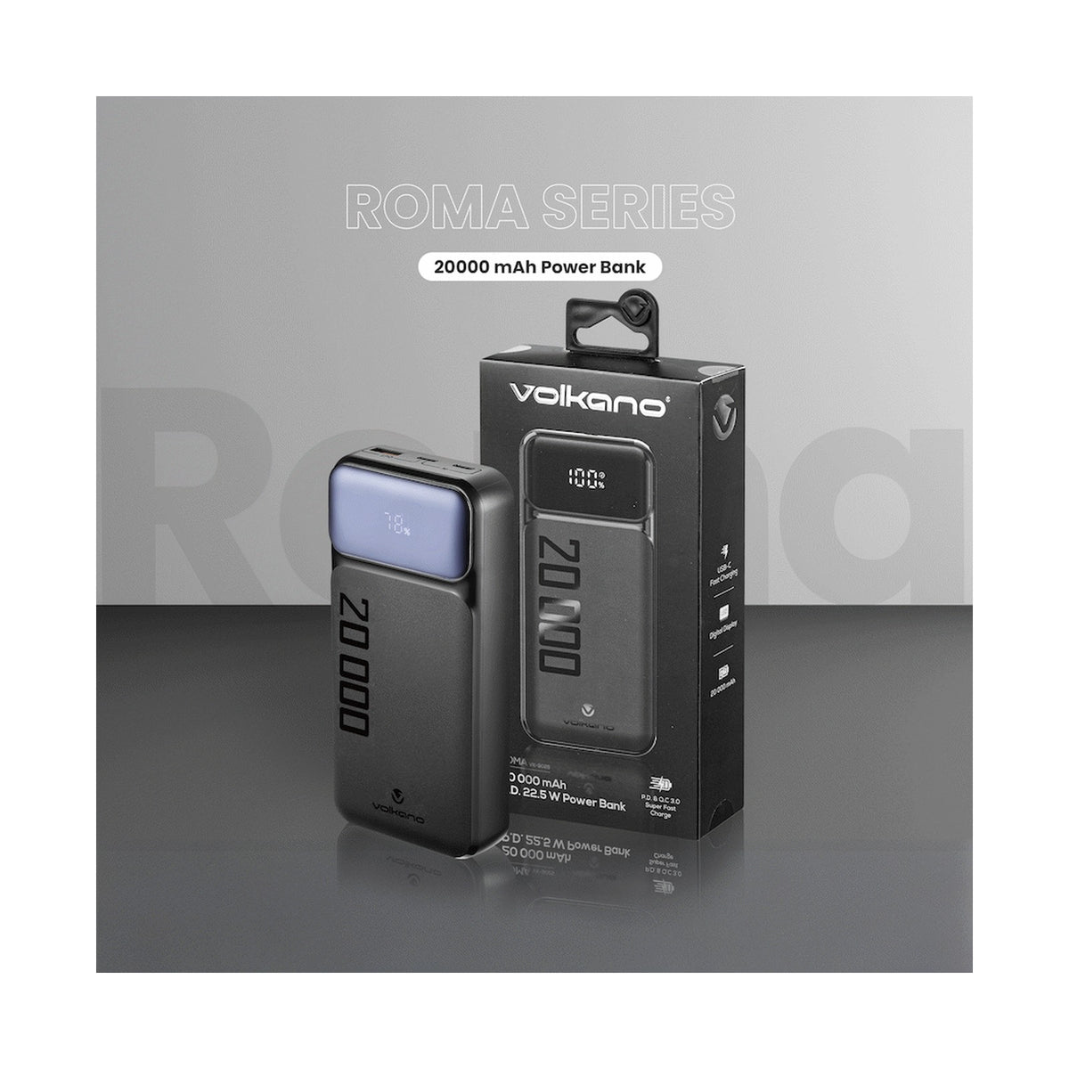 Volkano Roma Series 20000mah PD 22.5w Power Bank