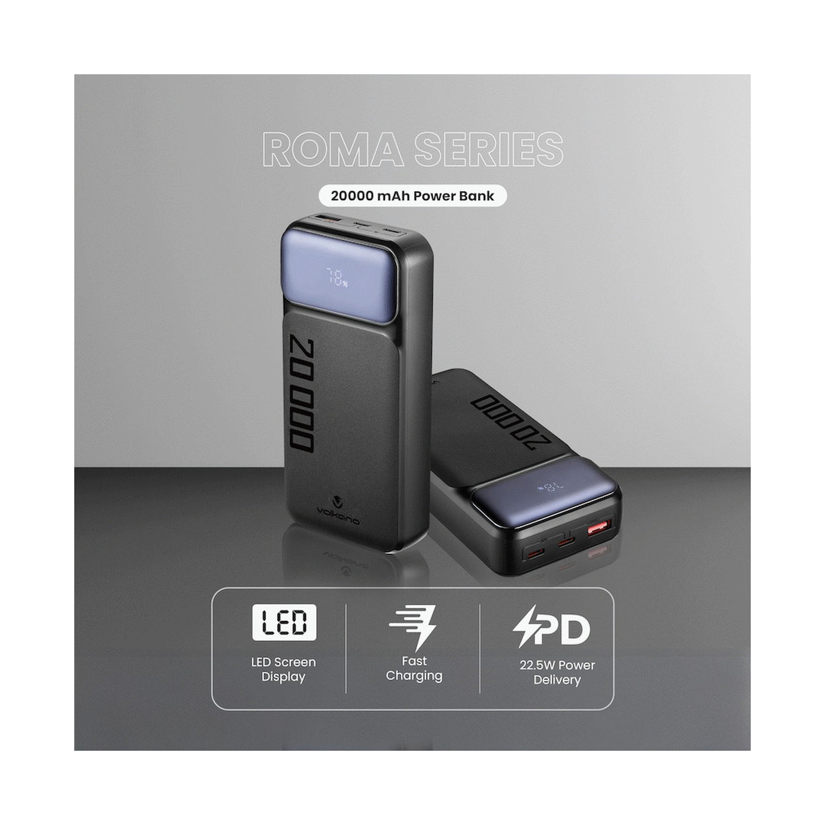 Volkano Roma Series 20000mah PD 22.5w Power Bank