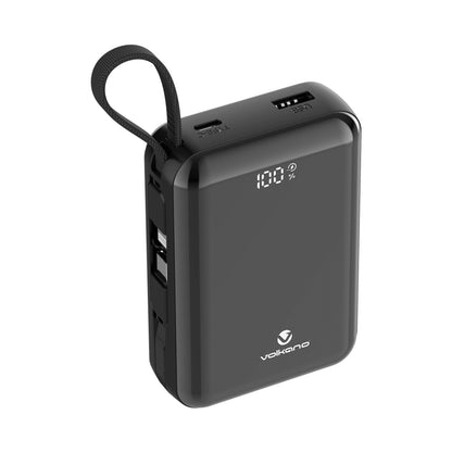 Volkano Solace Series 20 000 mAh Power Bank with Built-in USB-C & Lightning Cable - Black