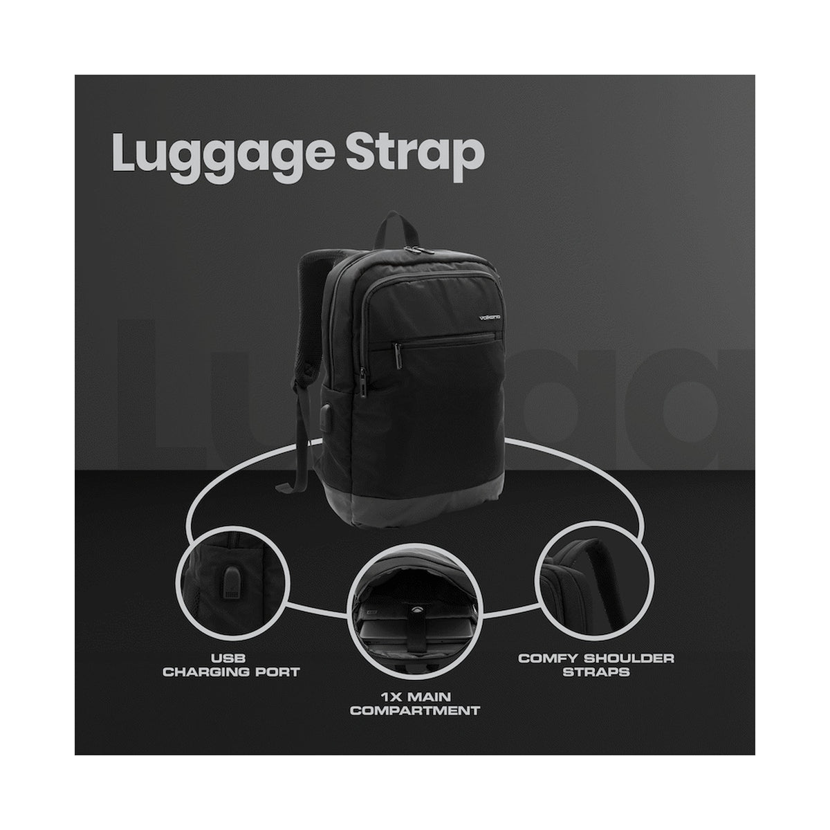 Volkano Roma 15.6" Smart Laptop Backpack - Black