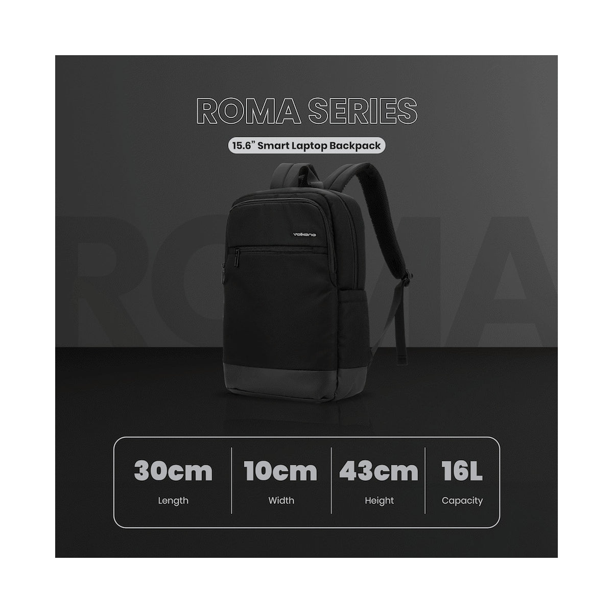 Volkano Roma 15.6" Smart Laptop Backpack - Black