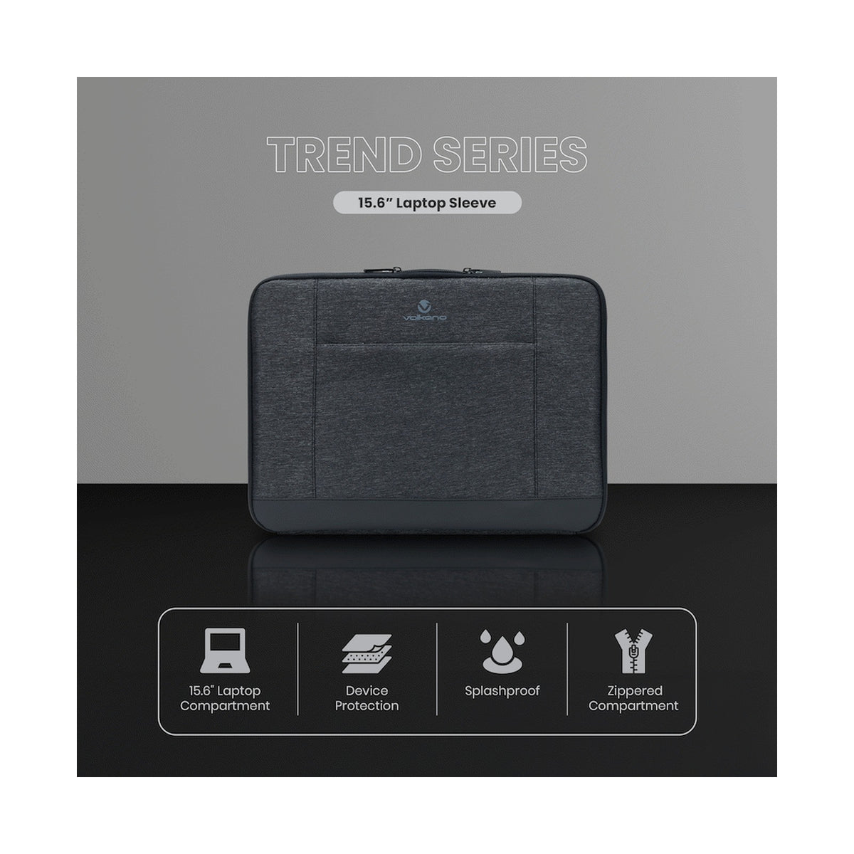 Volkano Trend Series 15.6" Laptop Sleeve - Grey