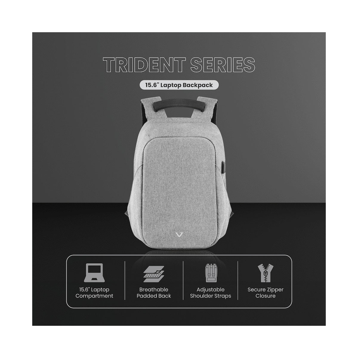 Volkano Trident 15.6" Laptop Backpack - Grey