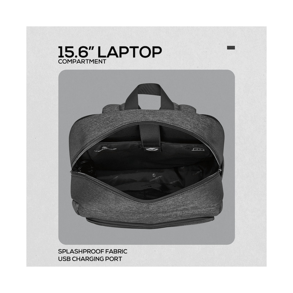 Volkano Pulse 15.6" Laptop Backpack - Charcoal