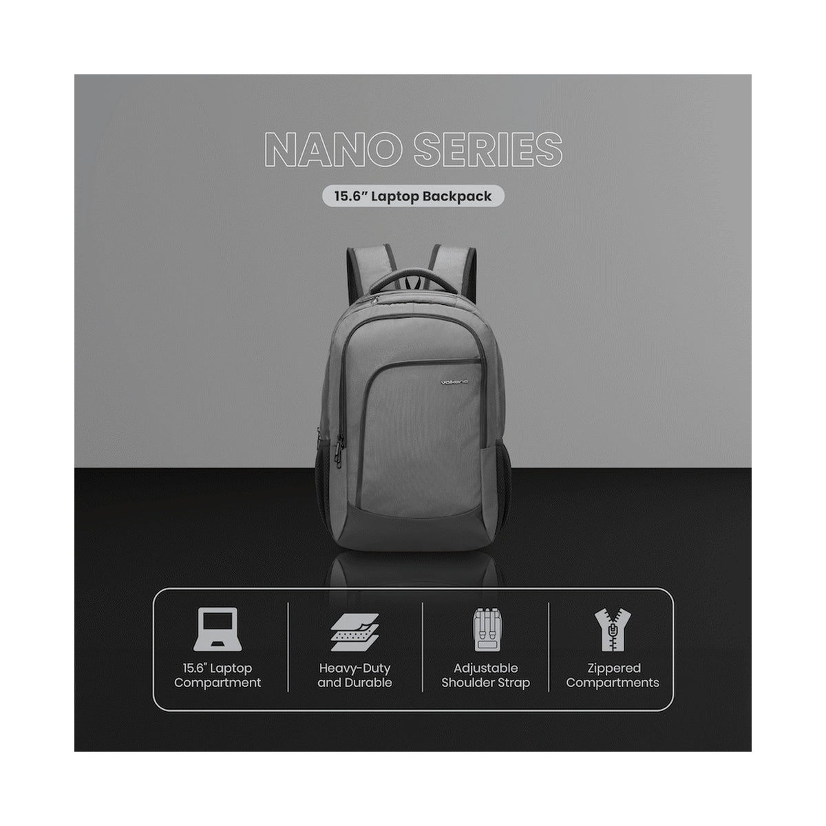 Volkano Nano 15.6" Laptop Backpack - Grey