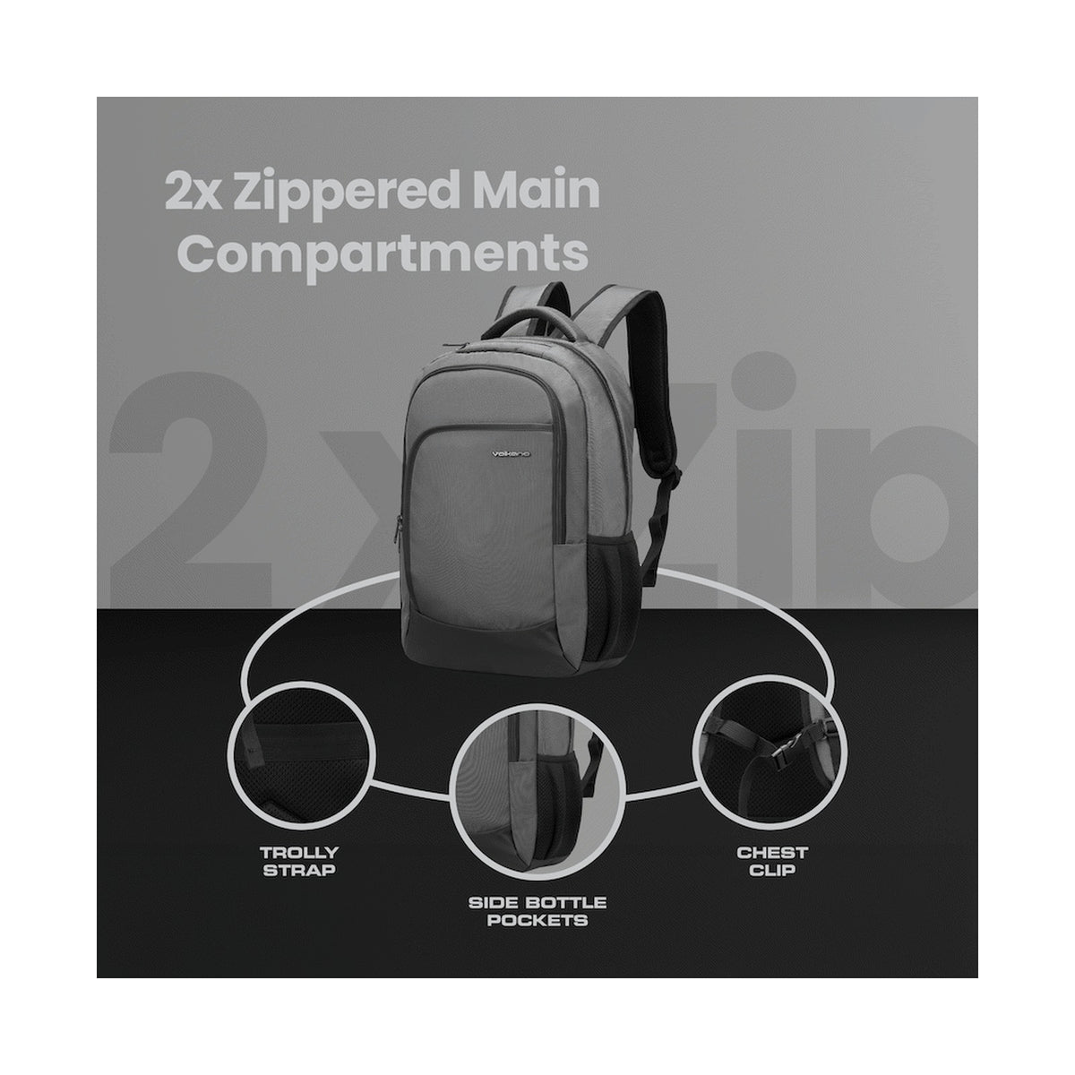 Volkano Nano 15.6" Laptop Backpack - Grey