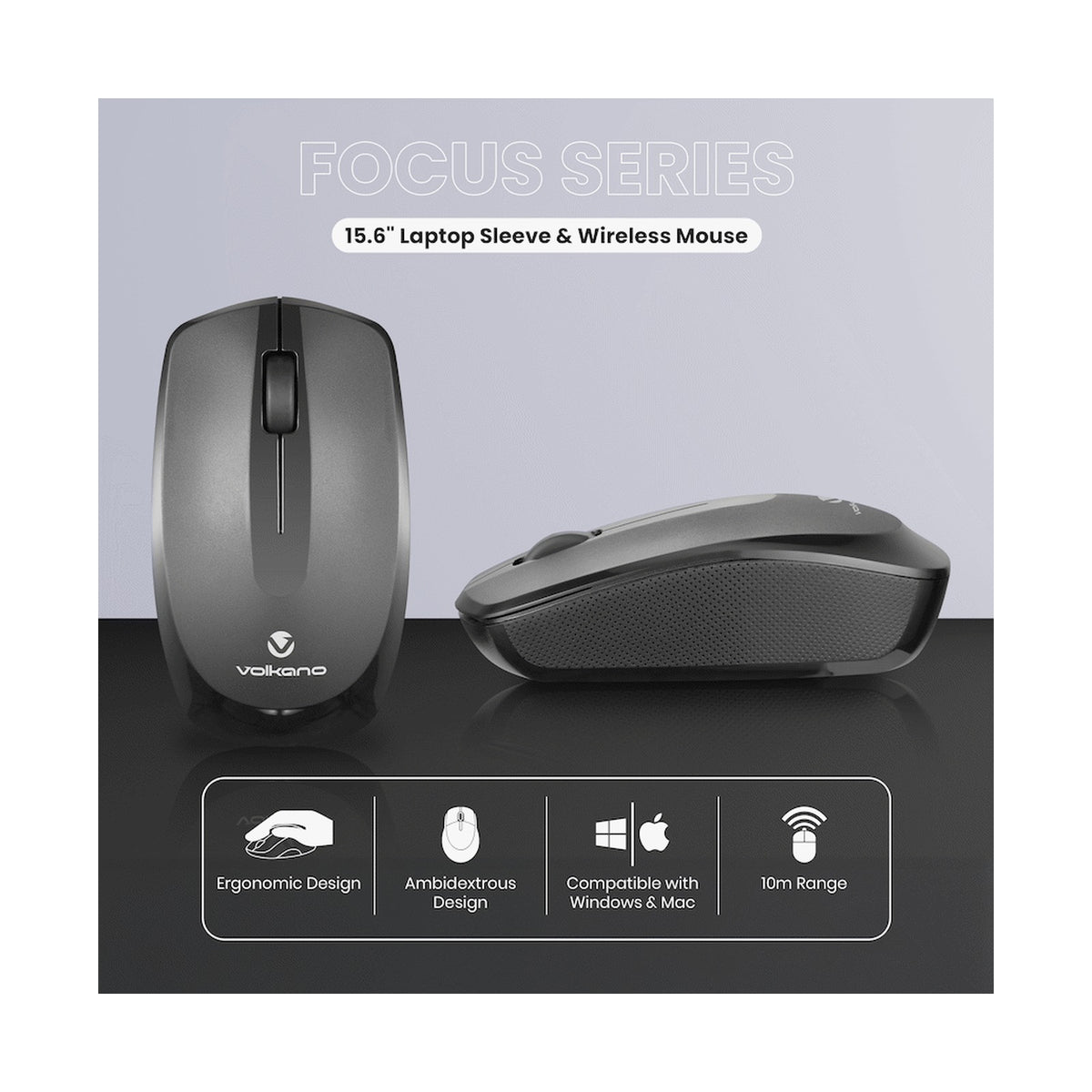 Volkano Focus Series 15.6" Laptop Sleeve & Wireless Mouse