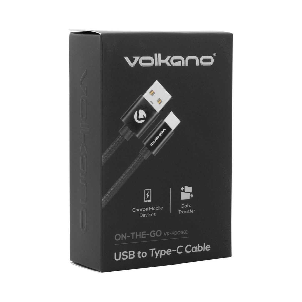 Volkano On-The-Go USB to Type-C 18w Braided 1m Cable - Black