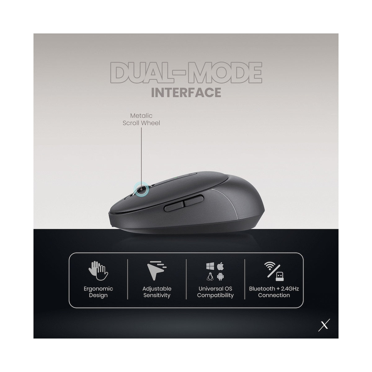 VolkanoX Crater Bluetooth Wireless Mouse - Graphite