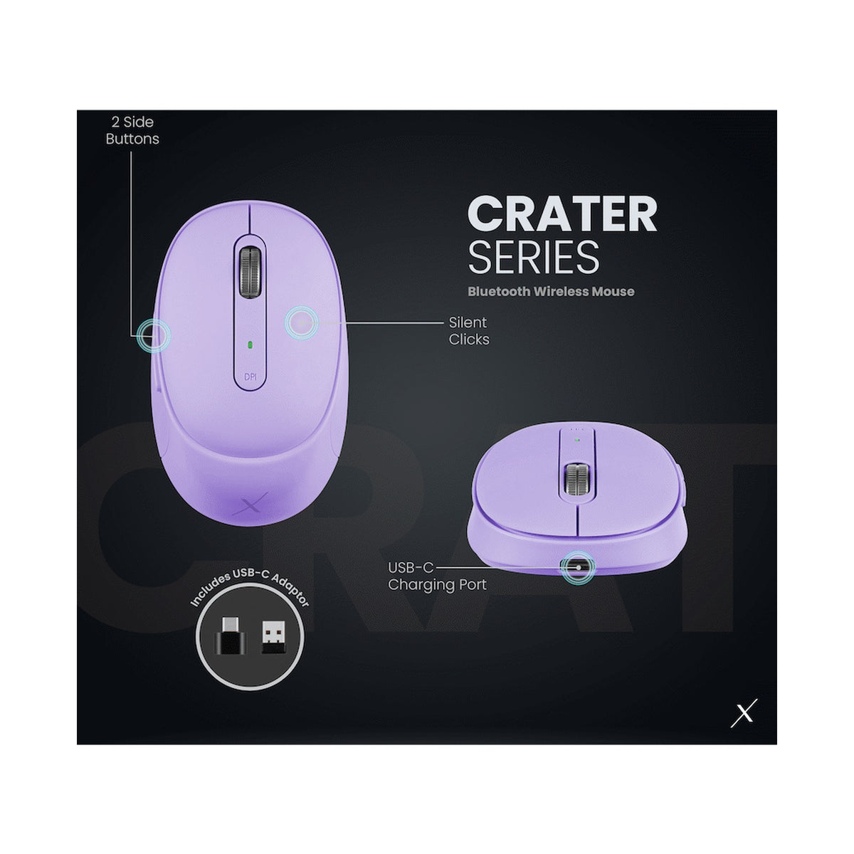 VolkanoX Crater Bluetooth Wireless Mouse - Purple