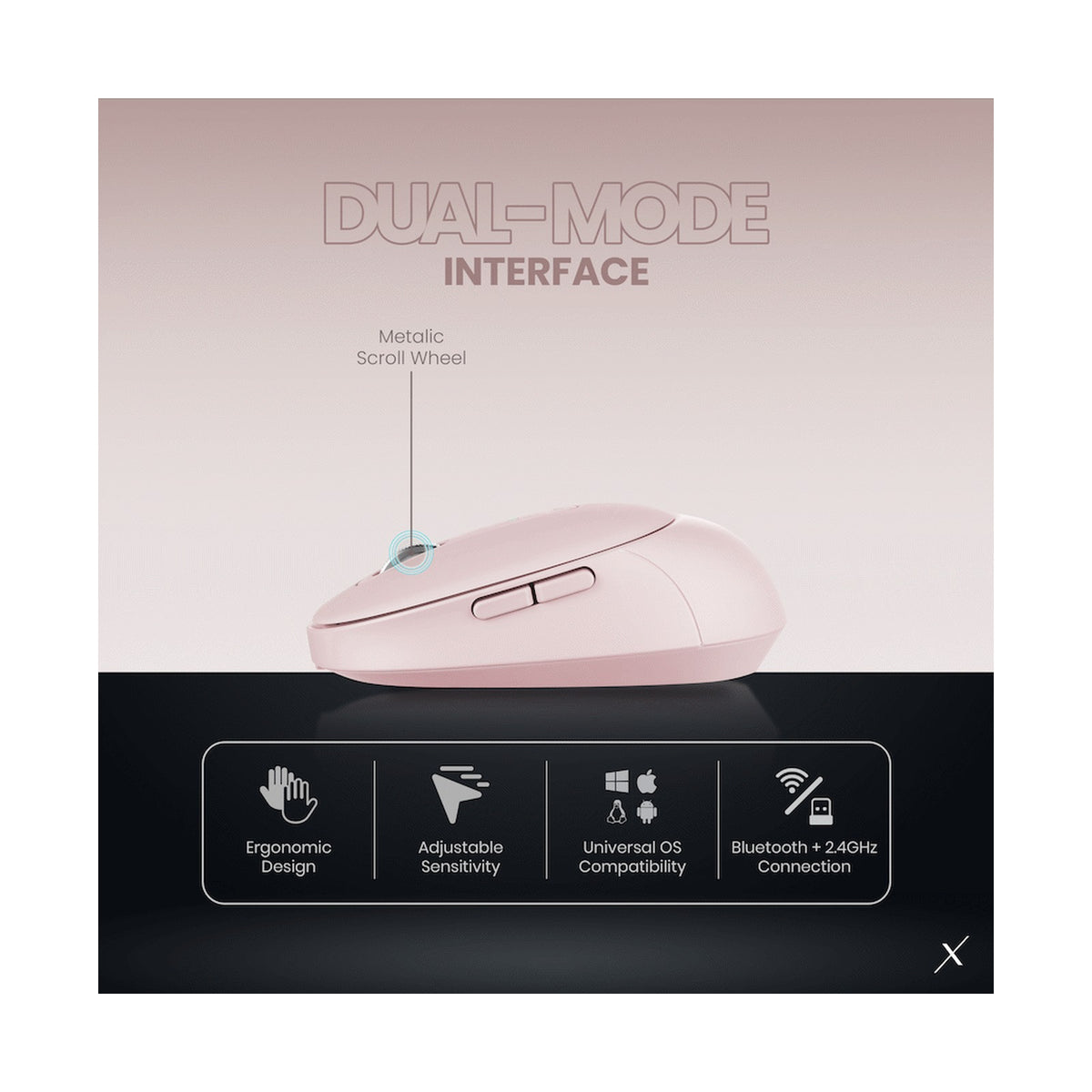 VolkanoX Crater Bluetooth Wireless Mouse - Rose