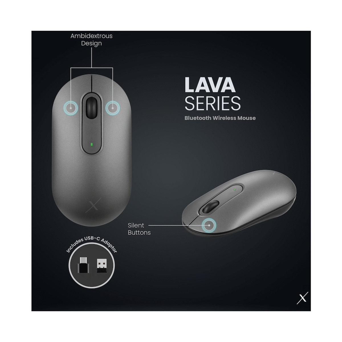 VolkanoX Lava Bluetooth Wireless Mouse - Gunmetal