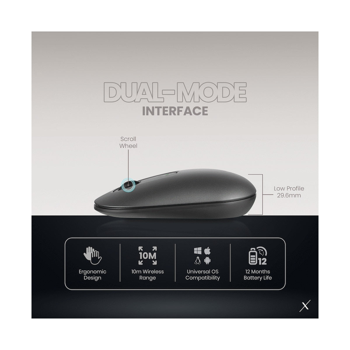 VolkanoX Lava Bluetooth Wireless Mouse - Gunmetal