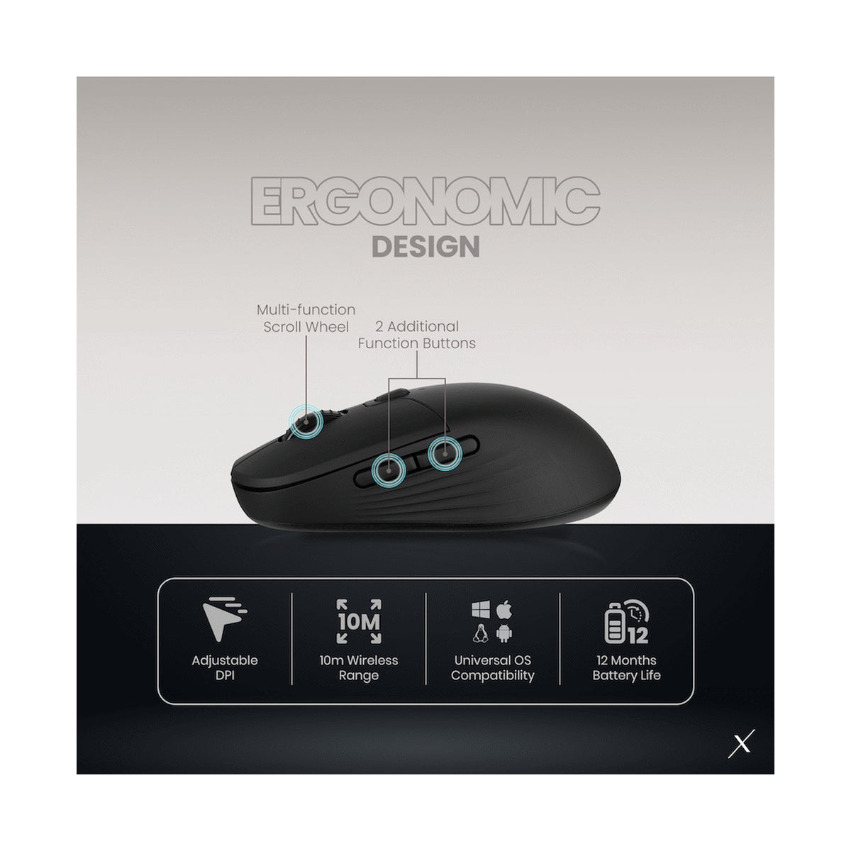 VolkanoX Inferna Bluetooth Wireless Mouse - Graphite