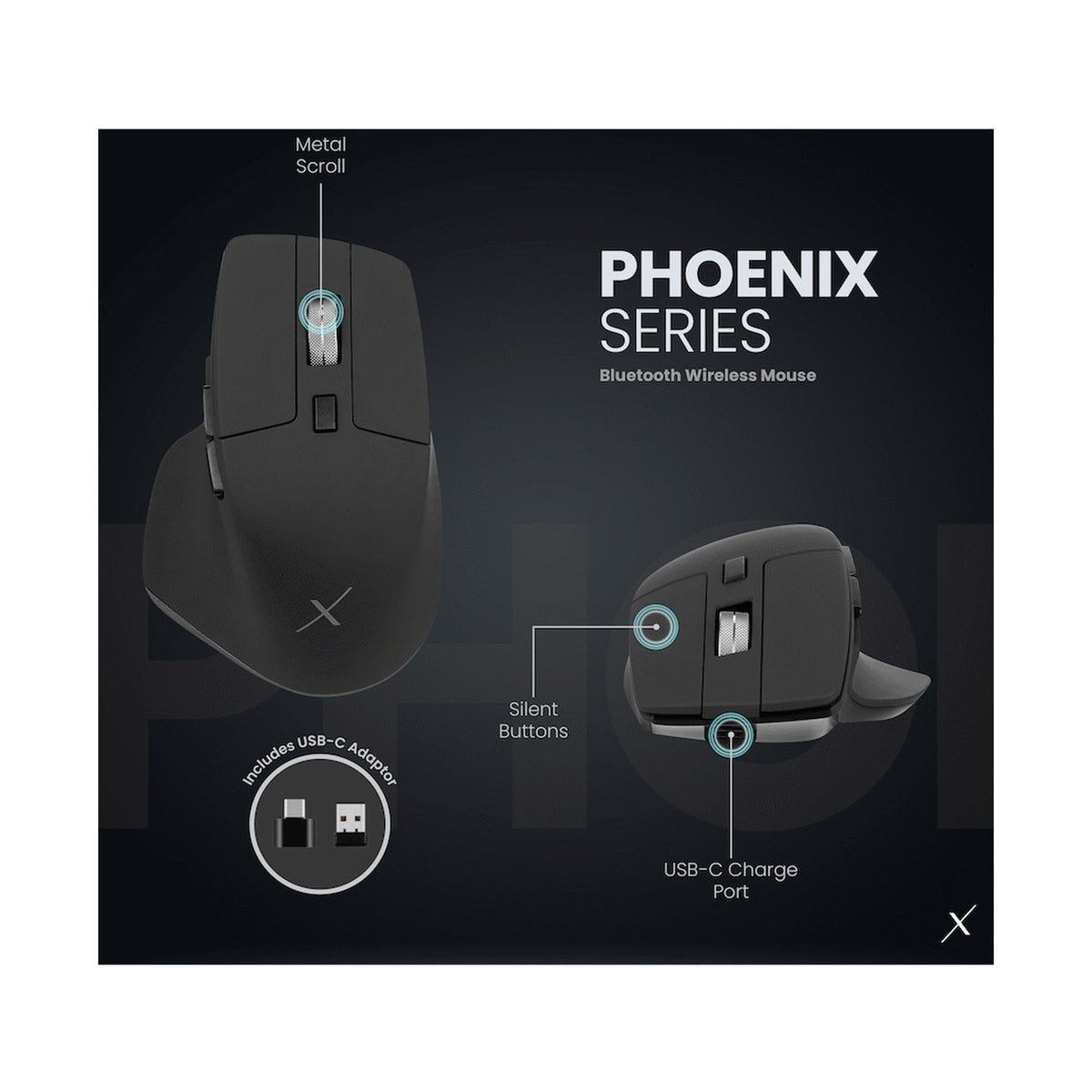 VolkanoX Phoenix Bluetooth Wireless Mouse - Graphite