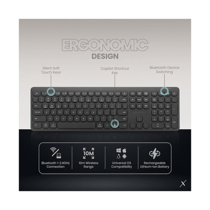 VolkanoX Ignite Bluetooth Wireless Keyboard and Mouse Combo - Graphite