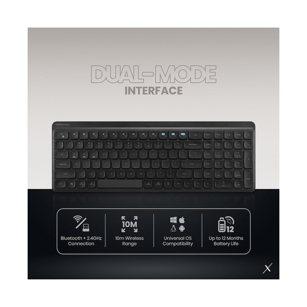 VolkanoX Scorch Bluetooth Wireless Keyboard and Mouse Combo - Graphite