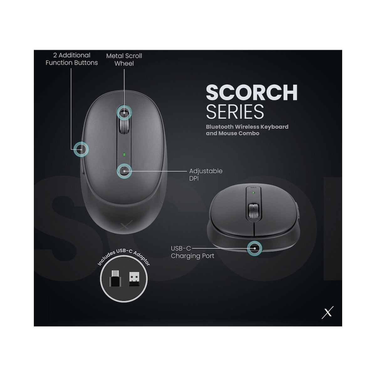 VolkanoX Scorch Bluetooth Wireless Keyboard and Mouse Combo - Graphite