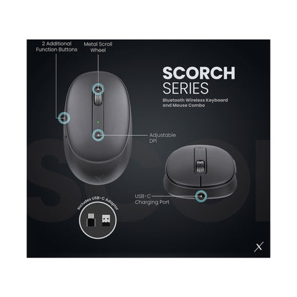 VolkanoX Scorch Bluetooth Wireless Keyboard and Mouse Combo - Graphite
