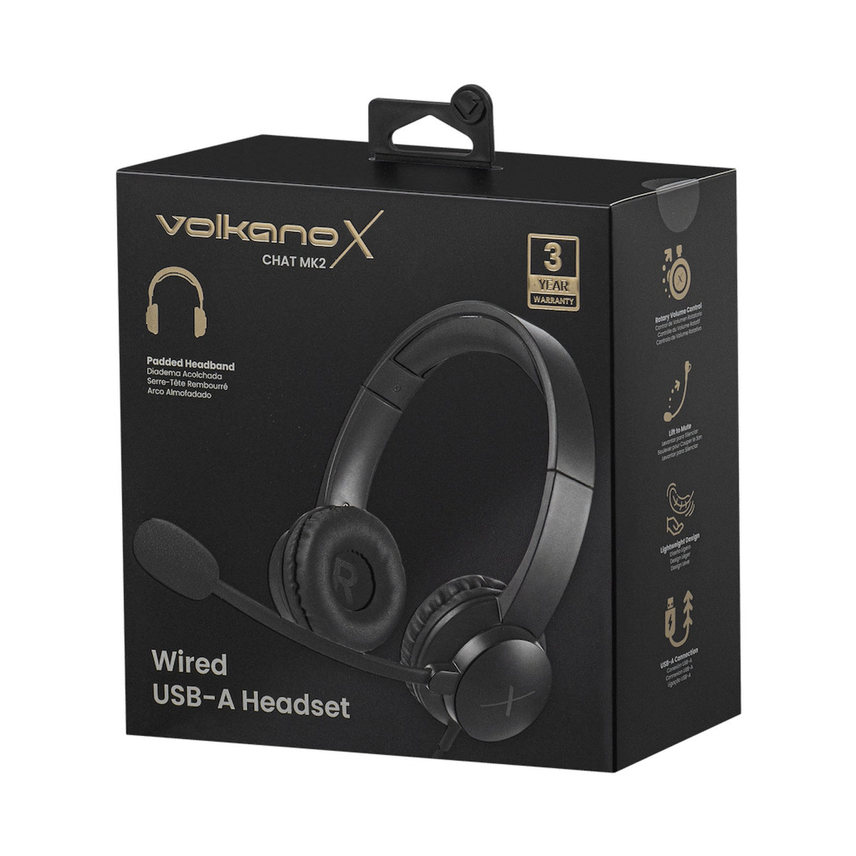 VolkanoX Chat Mk2 Series Wired USB Headset - Graphite