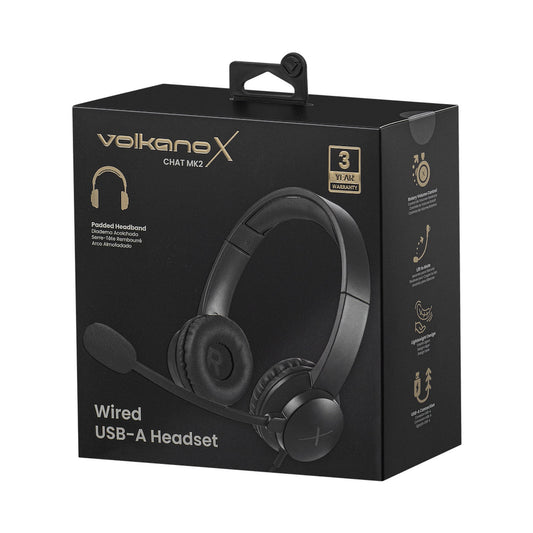 VolkanoX Chat Mk2 Series Wired USB Headset - Graphite