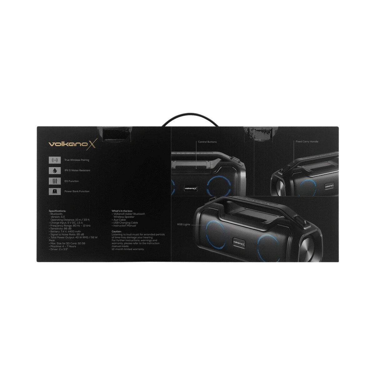 VolkanoX Adder Series Bluetooth Speaker - Black