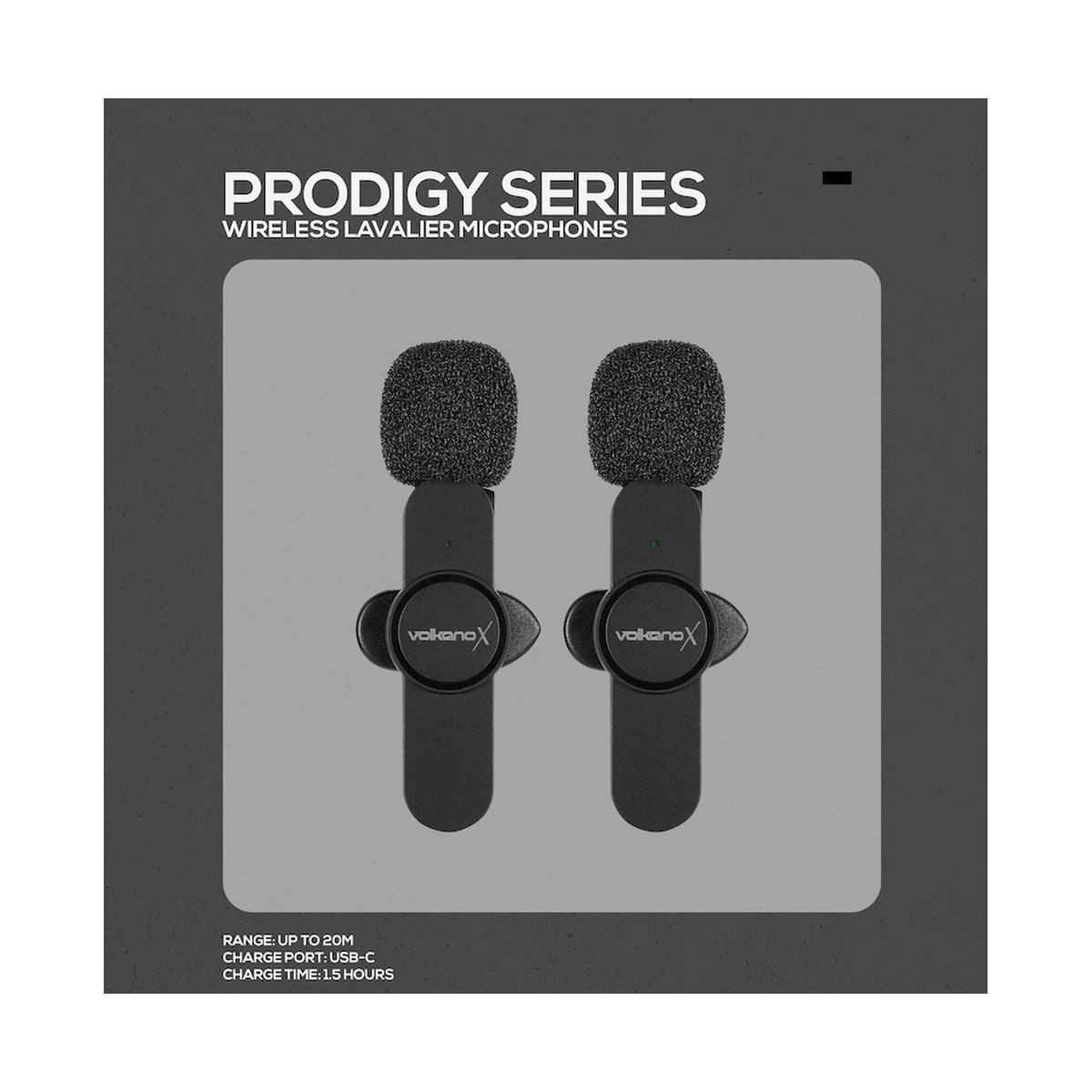 VolkanoX Prodigy Series Wireless Lavalier Microphone - Black