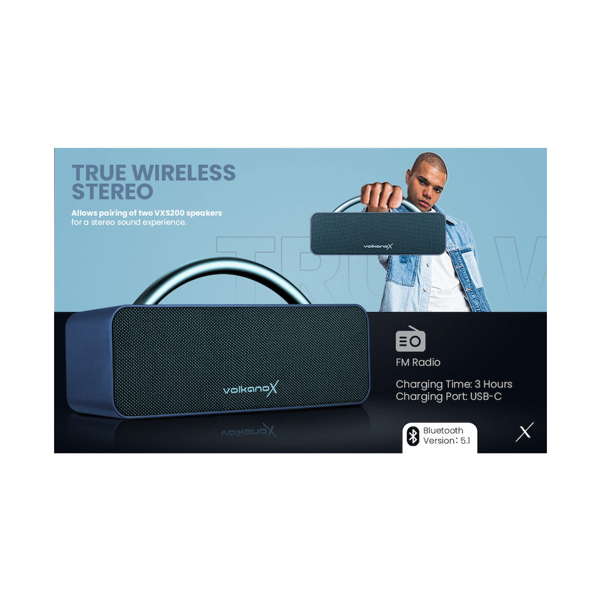 Volkano X VXS200 Portable Bluetooth Speaker  - Blue