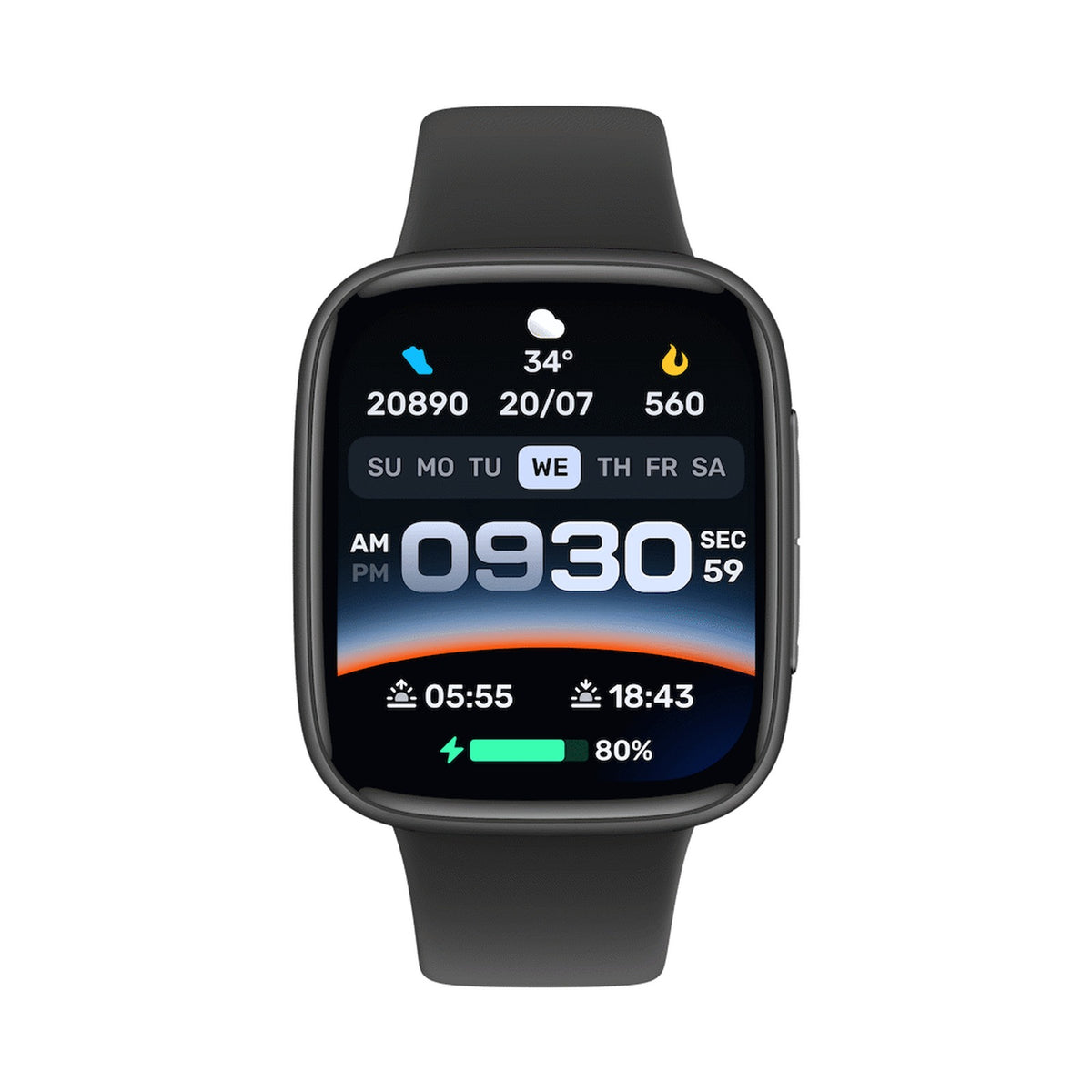 VolkanoX Solaris Series Fitness Smartwatch - Black