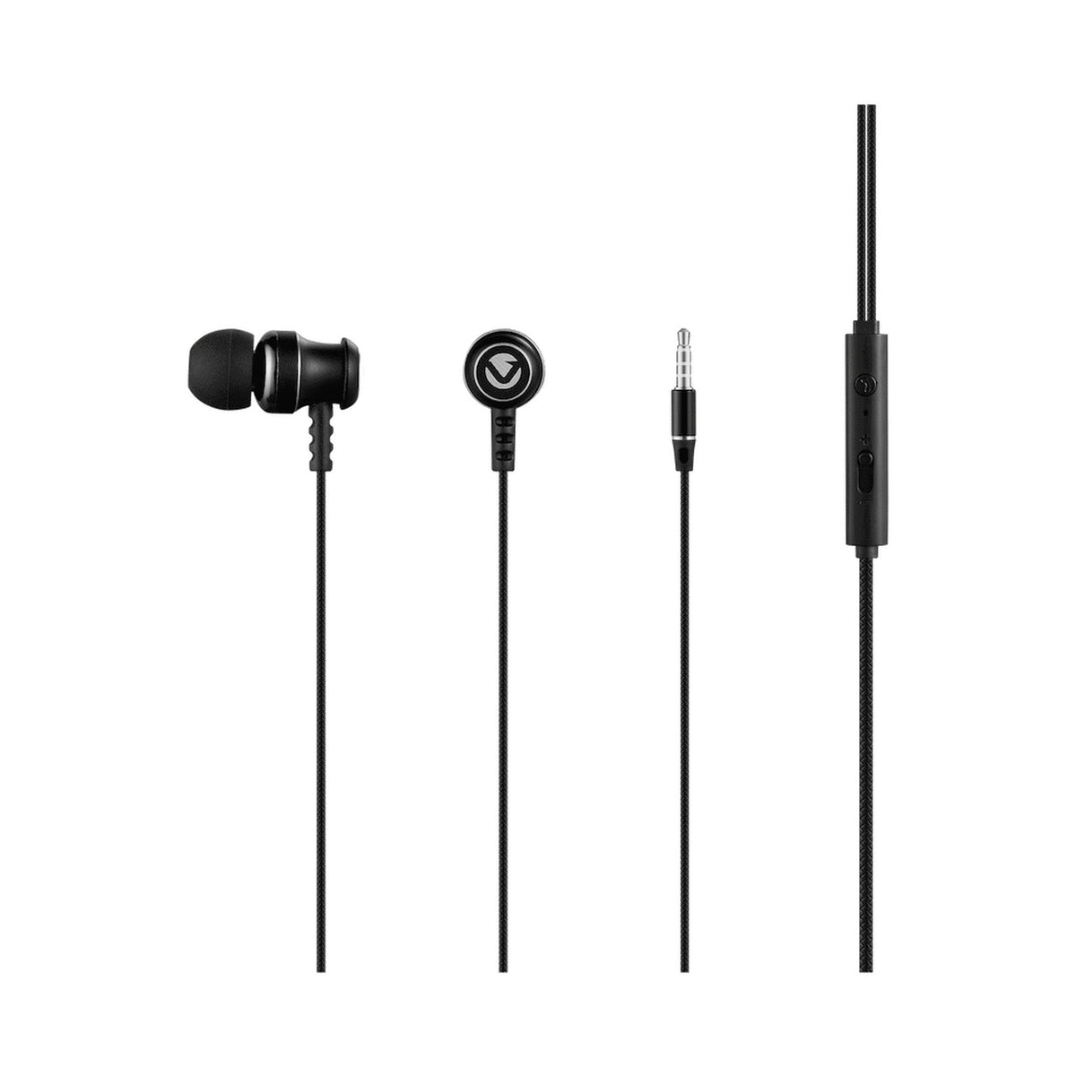 Volkano Earphones with Mic - STANNIC SERIES - Black