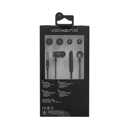Volkano Earphones with Mic - STANNIC SERIES - Black
