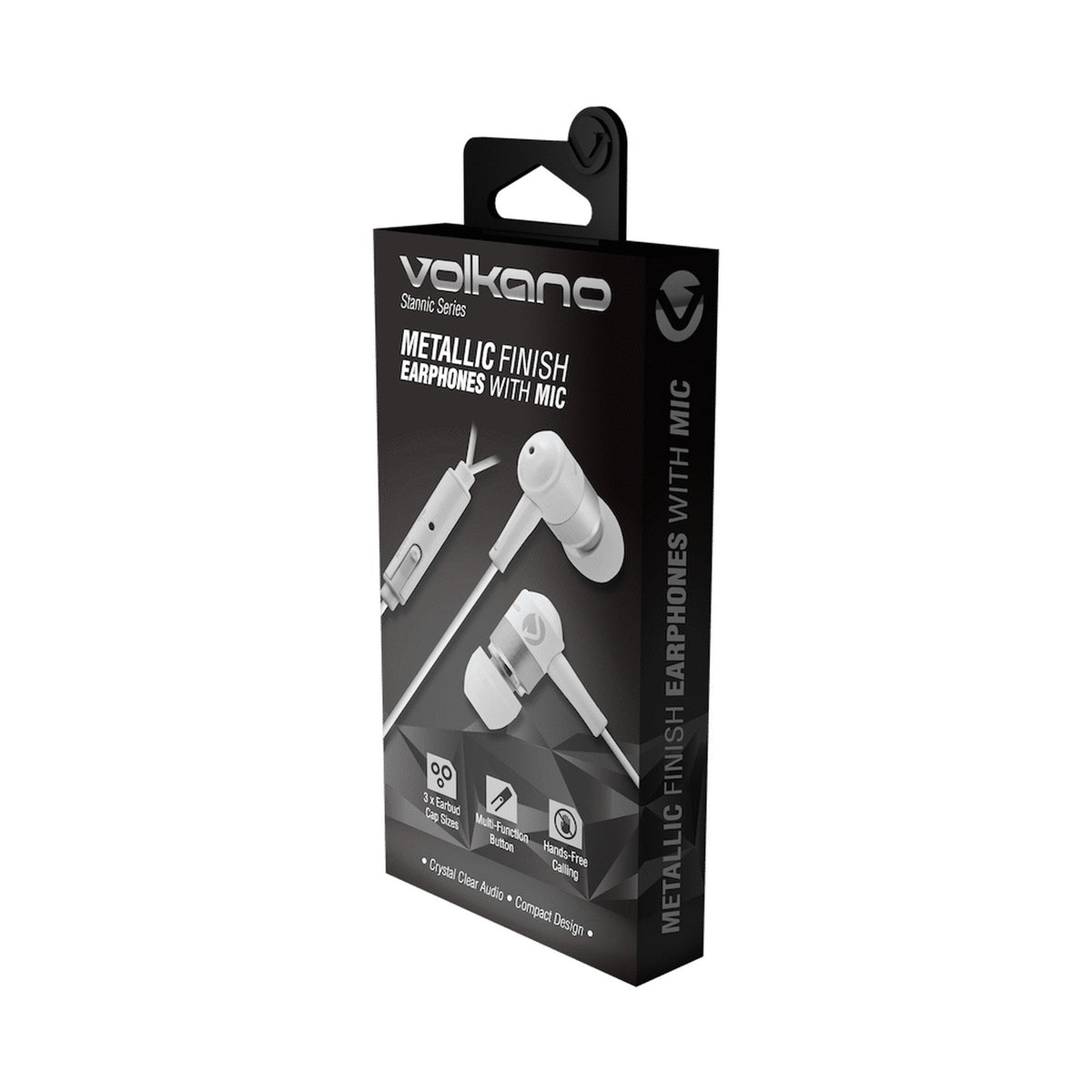 Volkano Earphones with Mic - Stannic Series - White