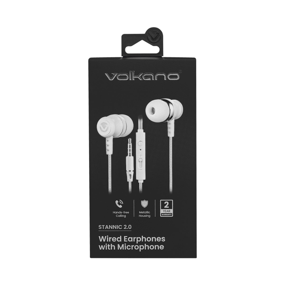 Volkano Earphones with Mic - Stannic Series - White