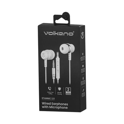 Volkano Earphones with Mic - Stannic Series - White