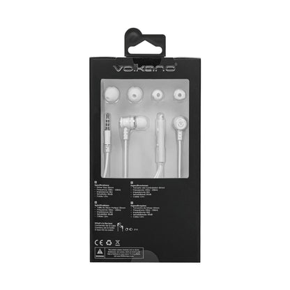 Volkano Earphones with Mic - Stannic Series - White