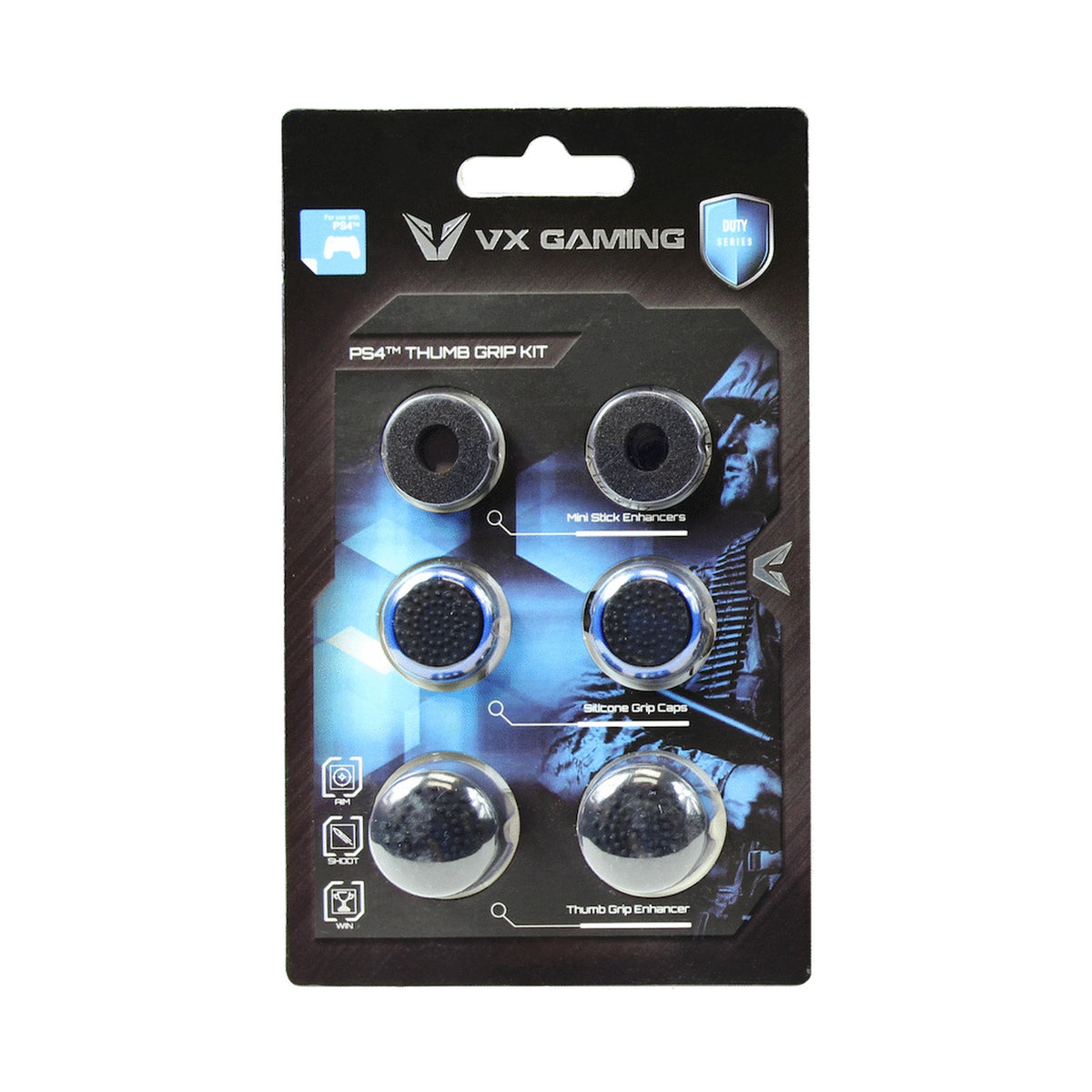 VX Gaming Duty Series Controller Thumb Grips - Black/blue (PS4)