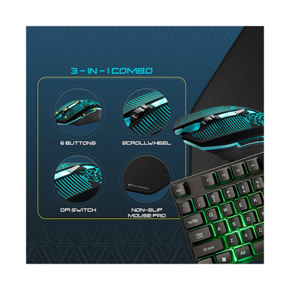 VX Gaming Artemis series 3-in-1 Combo KB, Mouse, Mousepad