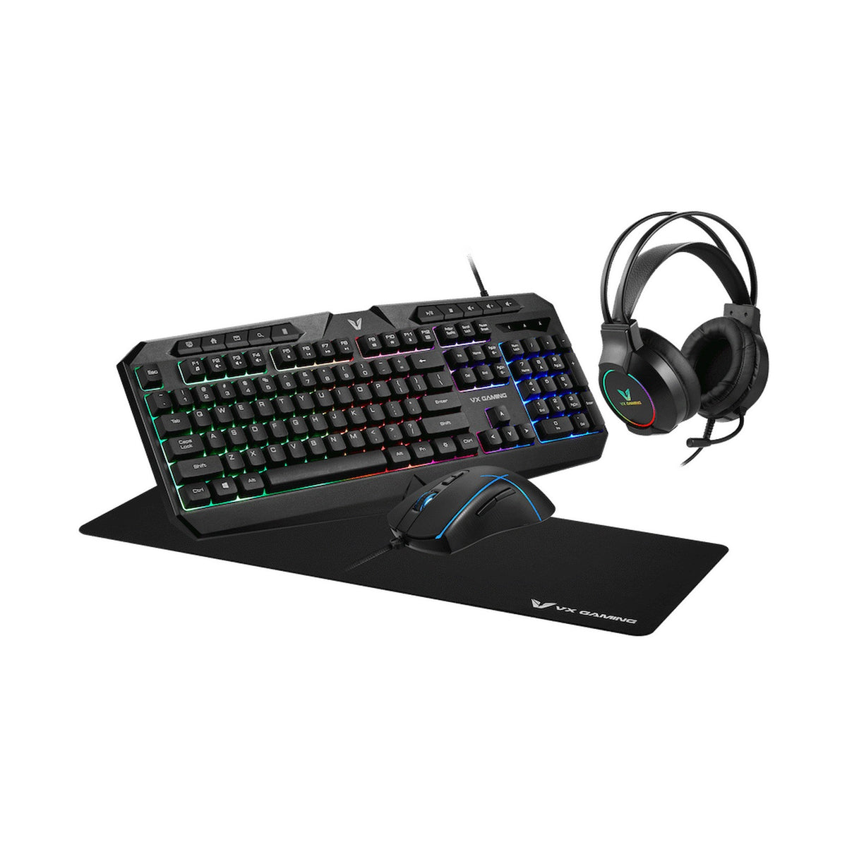 VX Gaming Heracles Series 4-in-1 Combo KB, Mouse, Mousepad, Headset