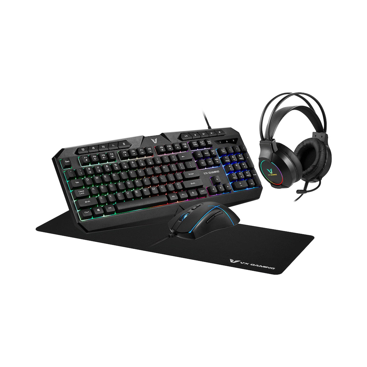 VX Gaming Heracles Series 4-in-1 Combo KB, Mouse, Mousepad, Headset