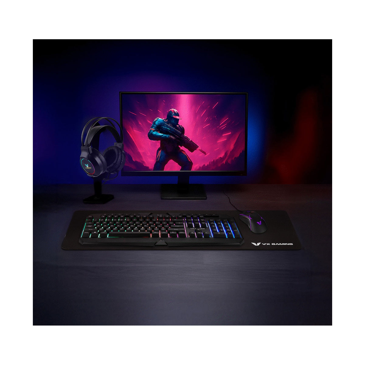 VX Gaming Heracles Series 4-in-1 Combo KB, Mouse, Mousepad, Headset