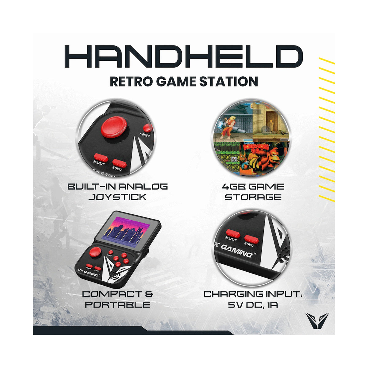 VX Gaming Nostalgia Series Handheld Retro Game Station with 4gb Micro SD - Black