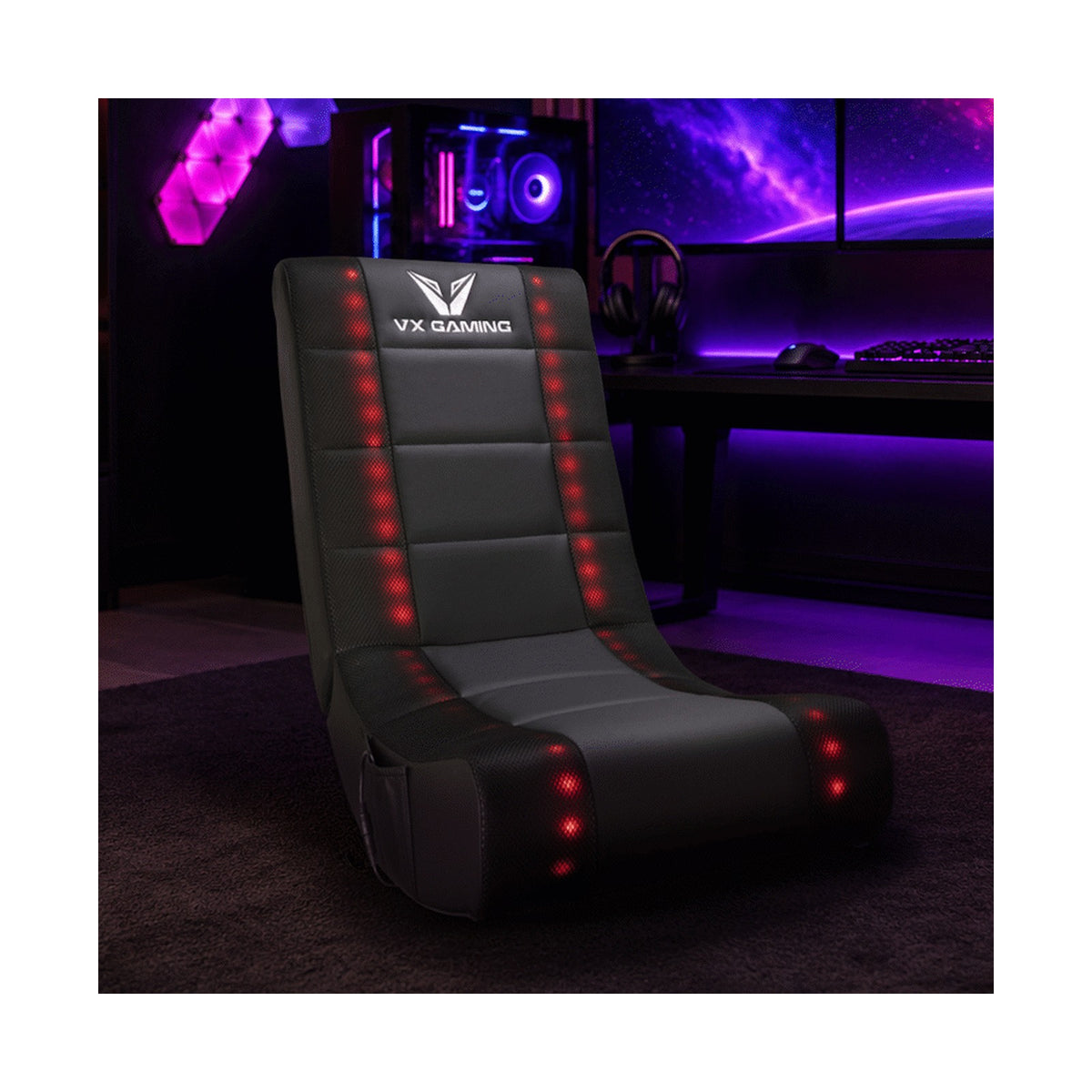 VX Gaming Electra Series Rocking Gaming Chair with LED lights