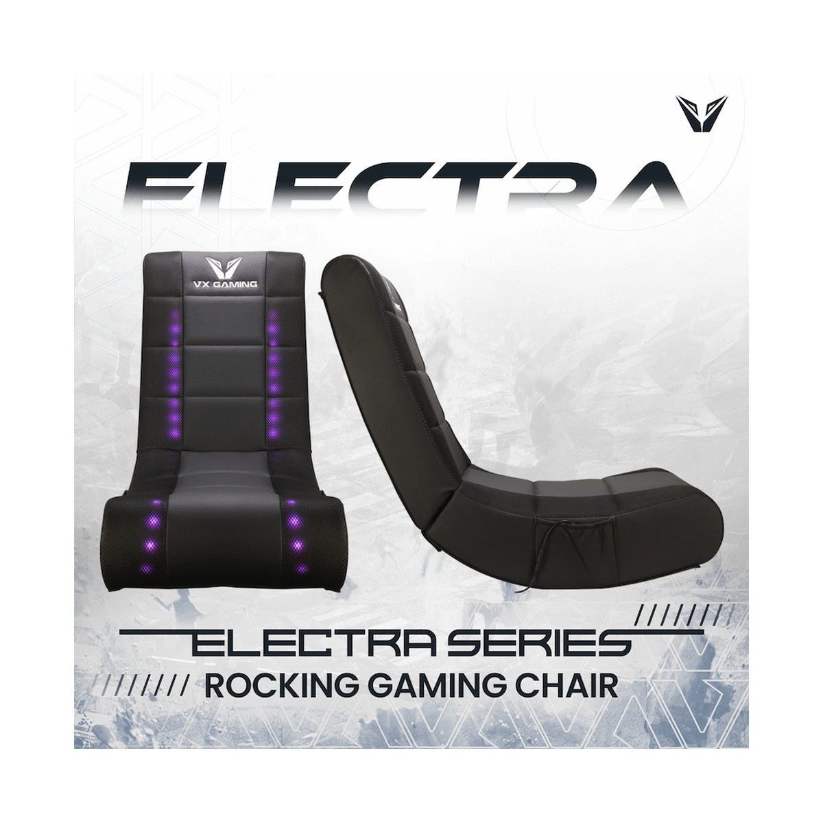 VX Gaming Electra Series Rocking Gaming Chair with LED lights