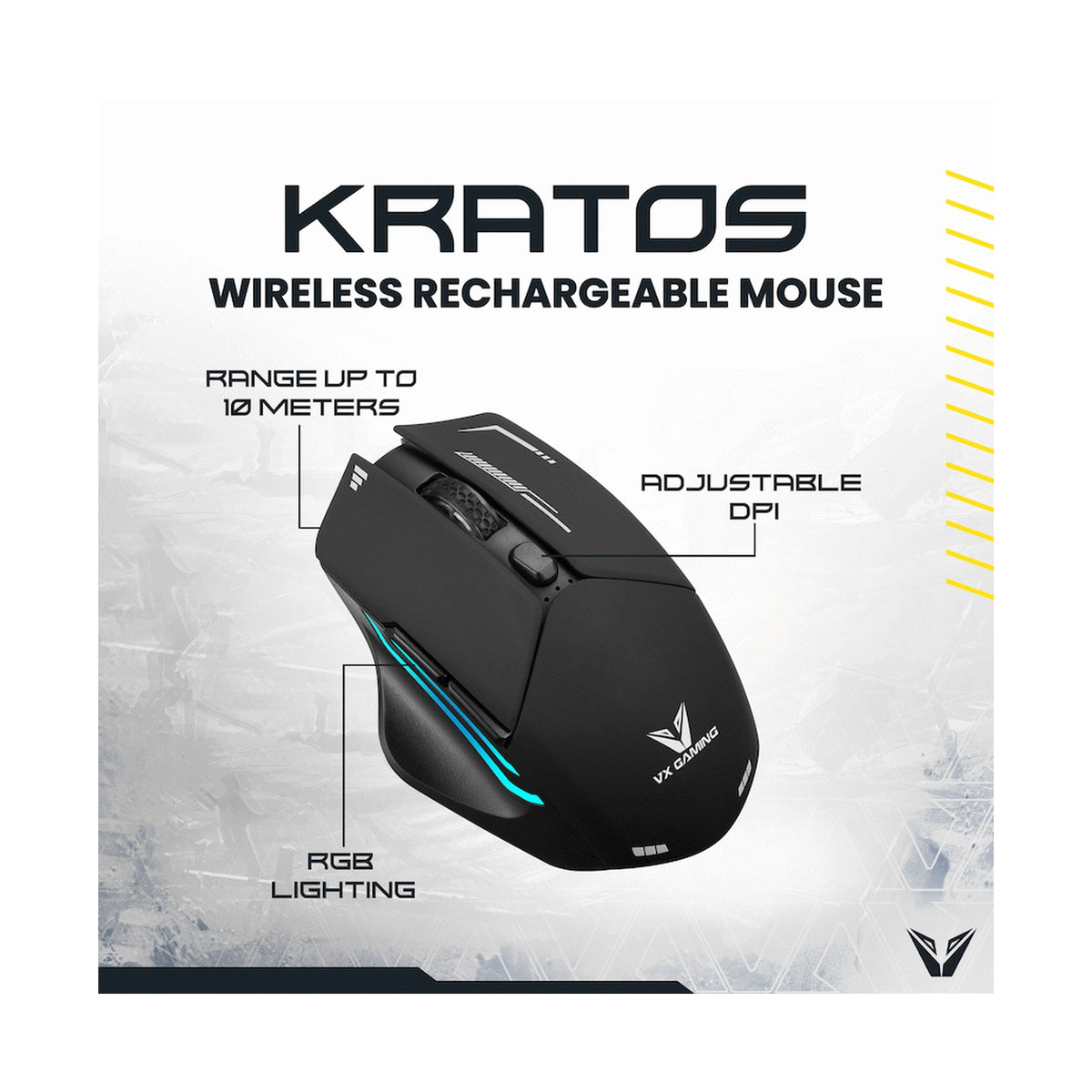 VX Gaming Kratos Series Wireless Rechargeable RGB Gaming Mouse