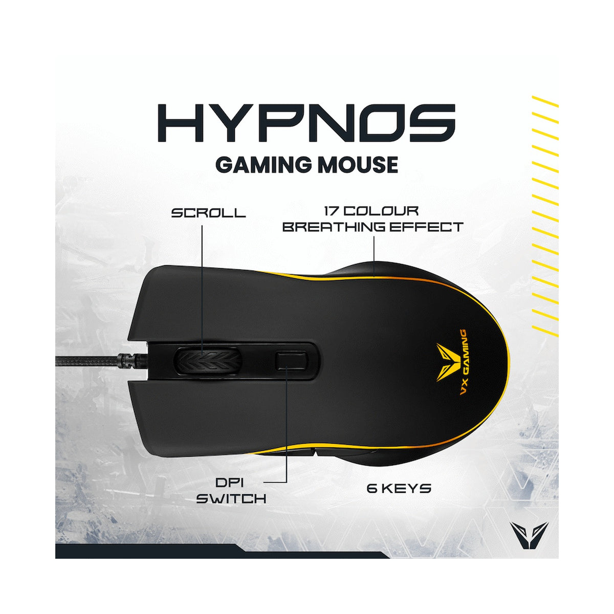 VX Gaming Hypnos Series Gaming Mouse with Rainbow Lighting