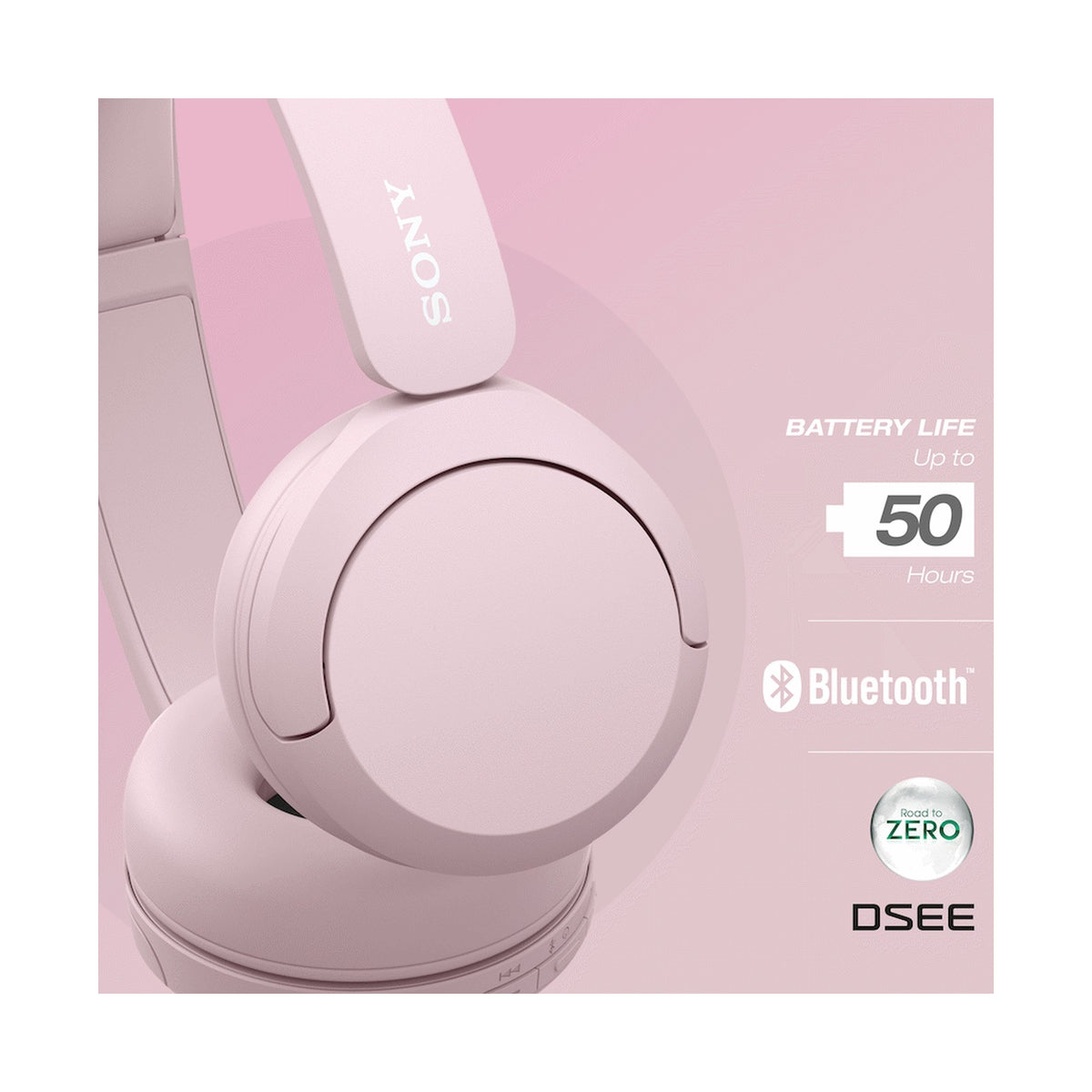Sony WH-CH520 (Pink) Bluetooth On-Ear Headphones