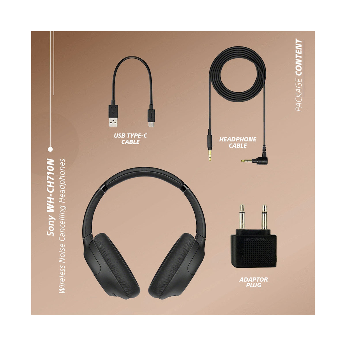 Sony WH-CH710 Noise Cancelling Over-Ear Headphones (Black)